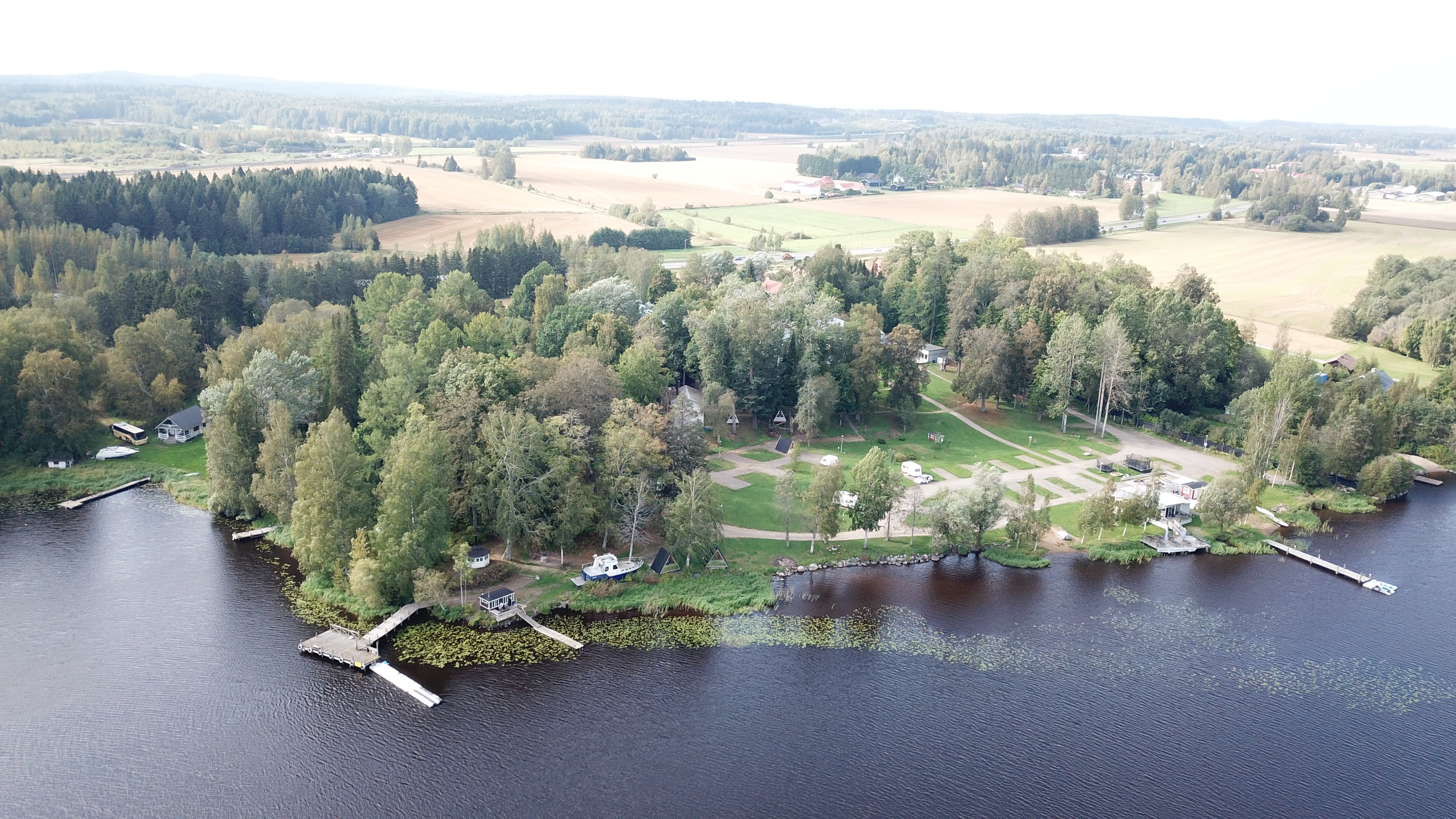 Kirstulan Kartanon campingalue ilmakuvassa